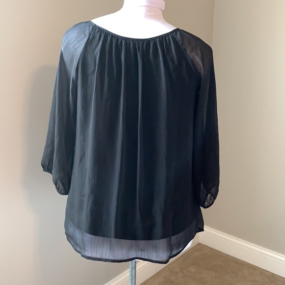 AGB Black Studded Sheer Top EUC Size Large - Picture 2 of 3